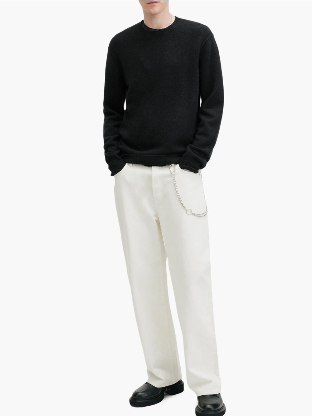 AllSaints Mens men’s Pattern Crewneck sweater black size XL wool blend